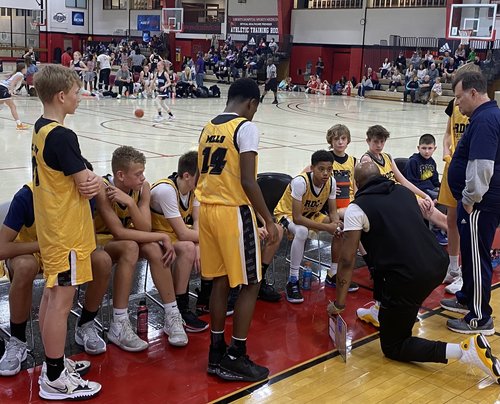 Backetball Team Resting and Coaching